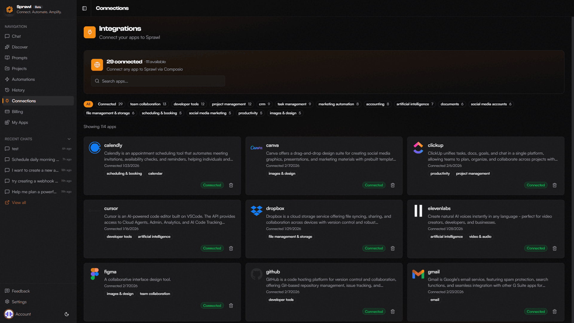 Sprawl connections screen